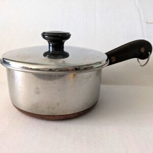 Copper Clad Revere Ware Stainless Steel Cooking Pot with lid VTG